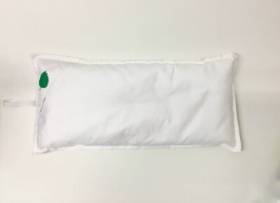 Valkoinen saunatyyny puuvillasta, koivunlehti